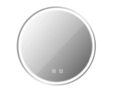 LED zrkadlo s priemerom 50 cm MMJ, brúsená oceľ HOM-06549