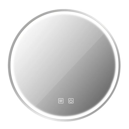 LED zrkadlo s priemerom 50 cm MMJ, brúsená oceľ HOM-06549