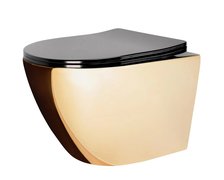 Rea CARLO MINI GOLD/BLACK WC misa závesná RimFree 49,5 x 37 cm so sedátkom voľne-padajúcim C8990