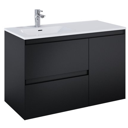 Elita SPLIT skrinka pod umývadlo 100 cm 2S + kôš, Black matt 168151