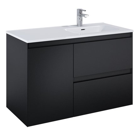 Elita SPLIT skrinka pod umývadlo 100 cm 2S + kôš, Black matt 168155