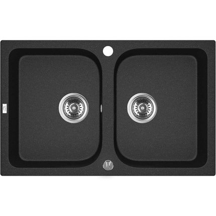 Laveo CELIA granitový drez 76 x 48 cm, čierny SBC_720T