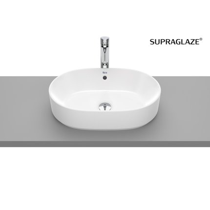 Roca GAP ROUND keramické umývadlo na dosku 55 x 39 cm, biele SUPRAGLAZE® A3270Y1S00