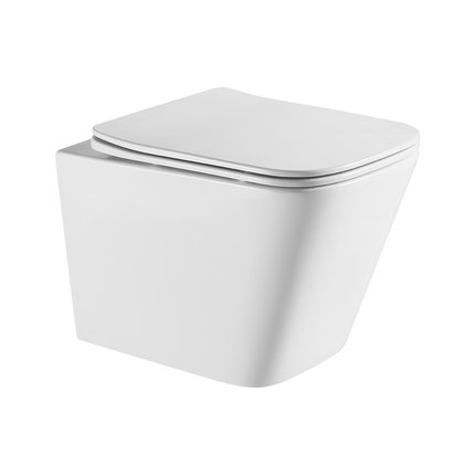 Laveo KVADRATO CycleOn 2.0 WC misa závesná Rimless 49 x 34 x 32,5 cm s voľne padajúcim sedátkom VMK_610S