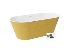Besco DEEVA GLAM Zlatá voľne stojaca akrylátová vaňa s prepadom 150 x 75 cm, #WWA-150DGZM