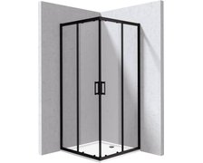 Deante FUNKIA EVO sprchový kút s vaničkou 90 x 80 x 195 cm sklo číre, profil čierny KYCPN089P