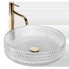 Rea CRISTAL TRANSPARENT 39 GOLD BRUSH RING sklenené umývadlo na dosku 39 cm U8881
