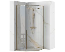 Rea DIAMOND GOLD päťuholníkový sprchový kút 90 x 90 x 195 cm sklo číre K4904