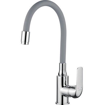 Kuchinox ELZA drezová vodovodná batéria s elastickou výtokovou hadicou, chróm/sivá BKE_961D