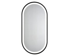 Home SOLARIS BLACK zrkadlo v hliníkovom čiernom ráme s LED osvetlením 80 x 40 cm