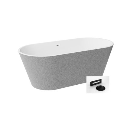 Besco DEEVA GLAM Strieborná voľne stojaca akrylátová vaňa s prepadom 150 x 75 cm, #WWA-150DGSB