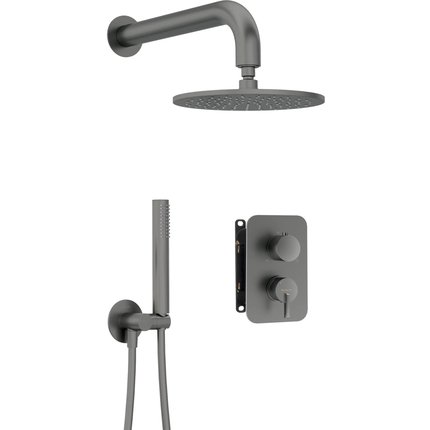 Deante SILIA Podomietkový sprchový set s batériou BOX - s okrúhlou sprchovou hlavicou, titanium BXYYDQSM