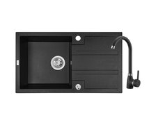 Laveo BARBADOS granitový drez 77 x 44 cm s batériou, čierny SBBA711T