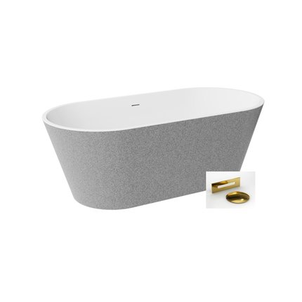 Besco DEEVA GLAM Strieborná voľne stojaca akrylátová vaňa s prepadom 150 x 75 cm, #WWA-150DGSG