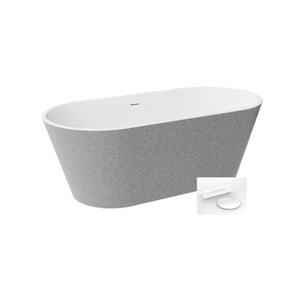 Besco DEEVA GLAM Strieborná voľne stojaca akrylátová vaňa s prepadom 150 x 75 cm, #WWA-150DGSW