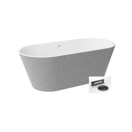 Besco DEEVA GLAM Strieborná voľne stojaca akrylátová vaňa s prepadom 150 x 75 cm, #WWA-150DGSM