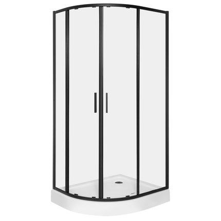 Novoterm Solid RA black sprchový kút s vaničkou 80 x 100 x 206 cm, sklo číre