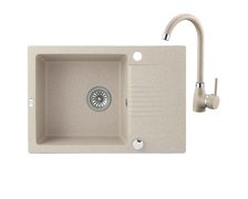 Laveo CELIA granitový drez 65 x 44 cm s batériou, Bež SJCG413T