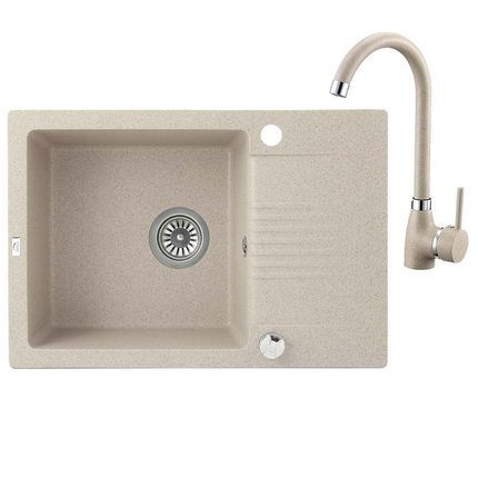 Laveo CELIA granitový drez 65 x 44 cm s batériou, Bež SJCG413T