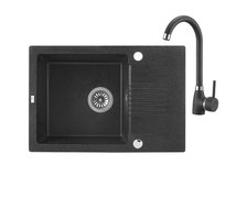 Laveo CELIA granitový drez 65 x 44 cm s batériou, čierny SJCG713T