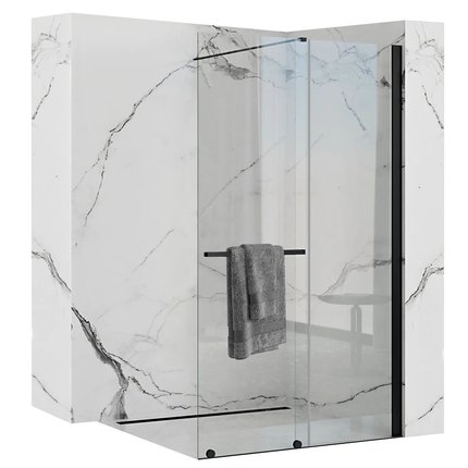 Rea CORTIS BLACK sprchová zástena 2 diena odsuvná 100 x 199,5 cm sklo číre K7740