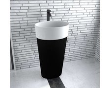 Besco Uniqua B & W umývadlo voľne stojace s čiernym podstavcom, biela lesk 46 x 32 x 84 cm