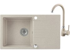 Laveo CELIA granitový drez 76 x 44 cm s batériou, Bež SJCG411T