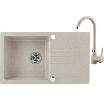 Laveo CELIA granitový drez 76 x 44 cm s batériou, Bež SJCG411T