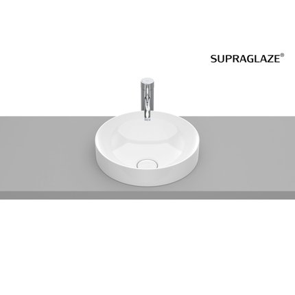 Roca INSPIRA Round FINECERAMIC ® umývadlo na dosku 37 x 37 cm, biele SUPRAGLAZE® A32752RS00