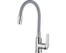 Kuchinox ELZA drezová vodovodná batéria s elastickou 2‑funkčnou výtokovou hadicou, chróm/sivá BKE_962D