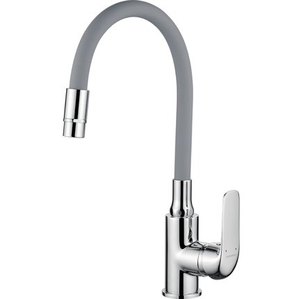 Kuchinox ELZA drezová vodovodná batéria s elastickou 2‑funkčnou výtokovou hadicou, chróm/sivá BKE_962D
