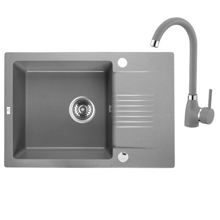 Laveo CELIA granitový drez 65 x 44 cm s batériou, sivý SJCG513T